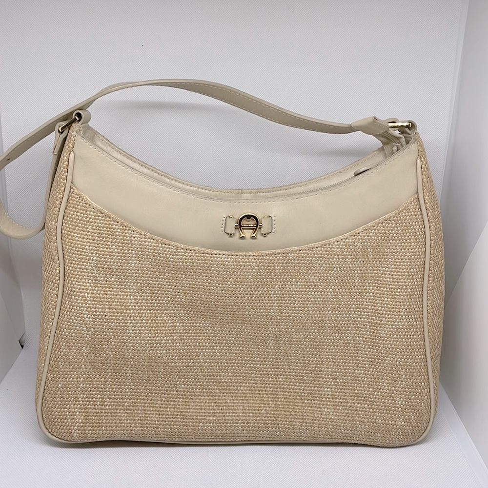 Etienne Aigner Leather & Jute Shoulder Bag